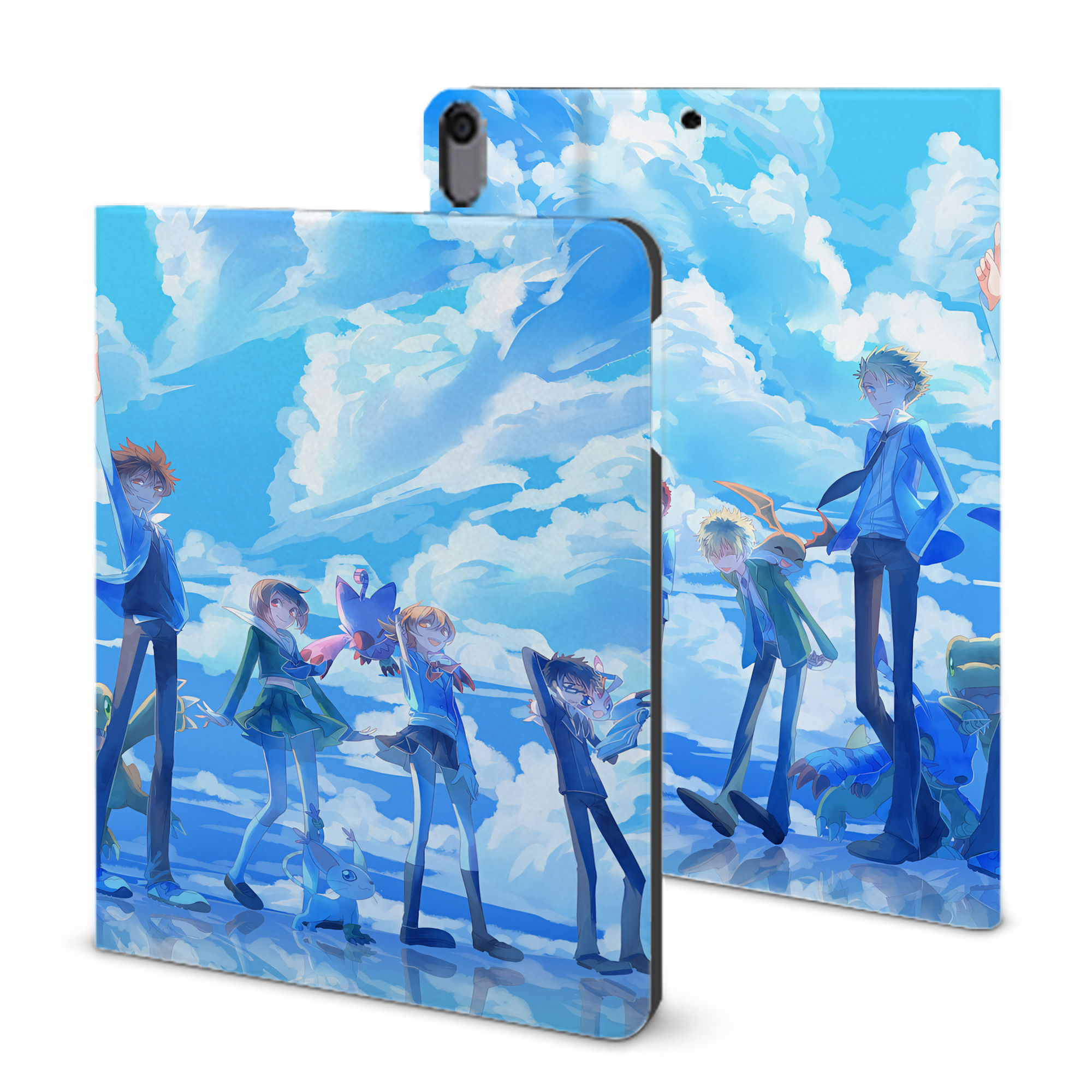 （画像用） Digimon デジタルモンスター/デジモン IPad ケース ブック型 PUレザー TPU 耐衝撃 軽量 薄型 ペン収納なし 全面保護 IPad 各モデル対応